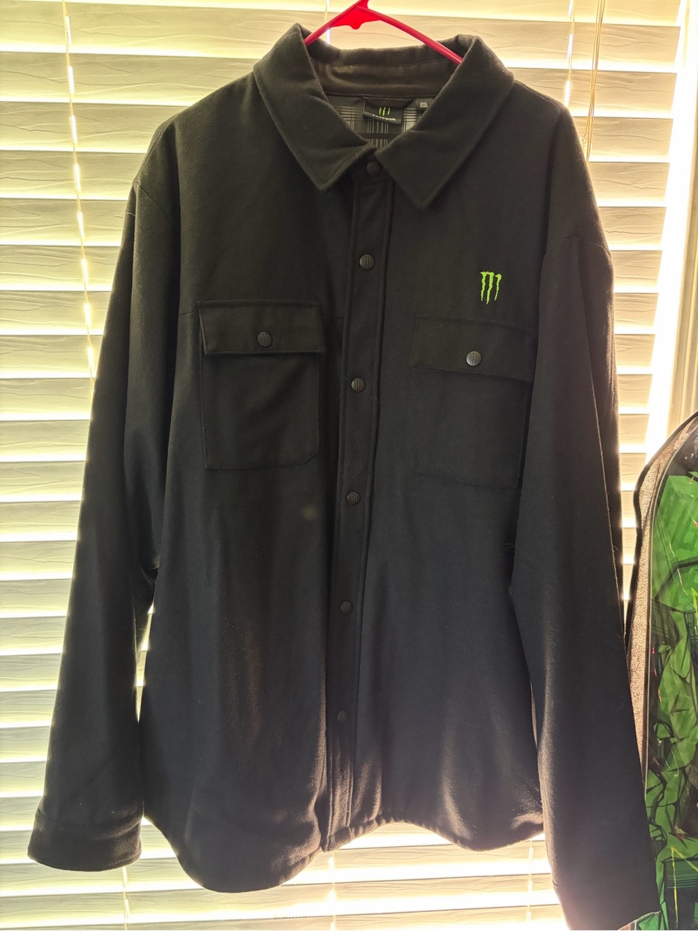 Men's Black Lightweight Shirt Jacket with Green Logo